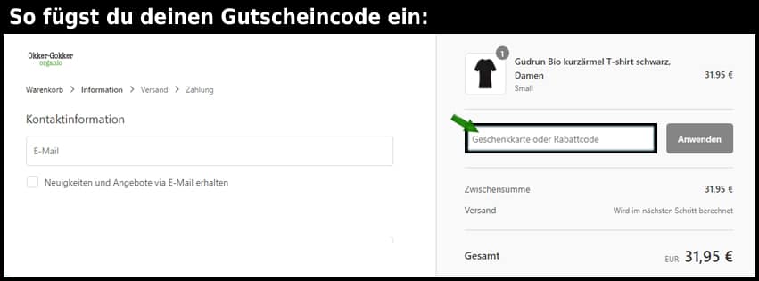 okker-gokker Gutschein einfuegen und sparen schwarz