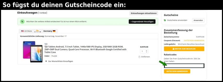 ubuy Gutschein einfuegen und sparen schwarz