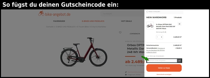 bike-angebot.de Gutschein einfuegen und sparen schwarz