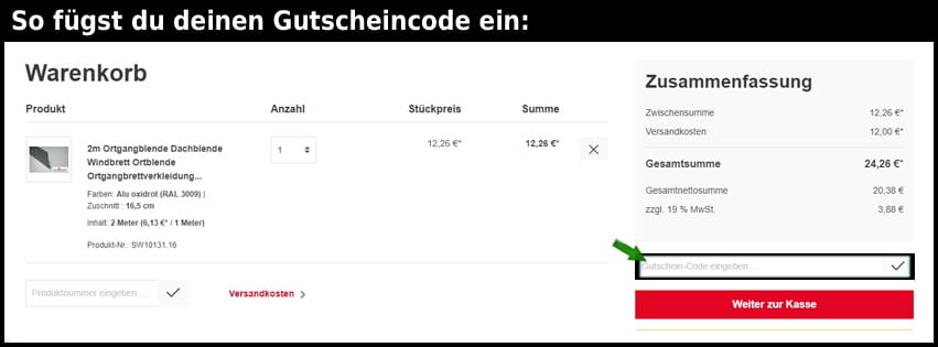 dachdeckerversand2014 Gutschein einfuegen und sparen schwarz