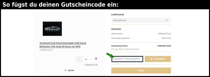 detaschmuck Gutschein einfuegen und sparen schwarz