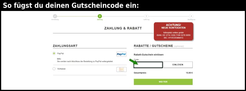 futterplatz.de Gutschein einfuegen und sparen schwarz