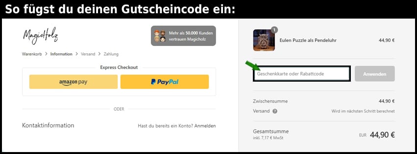 magicholz Gutschein einfuegen und sparen schwarz