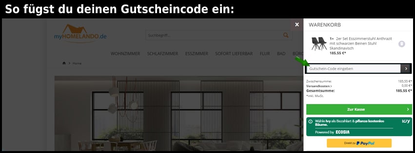 myhomelando.de Gutschein einfuegen und sparen schwarz