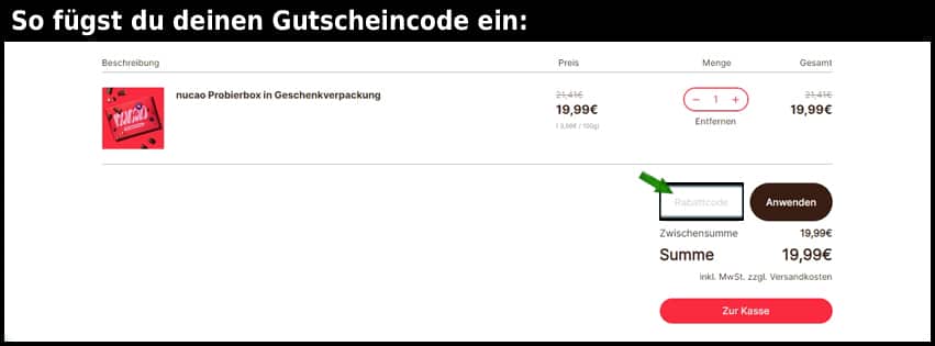 nucao Gutschein einfuegen und sparen schwarz