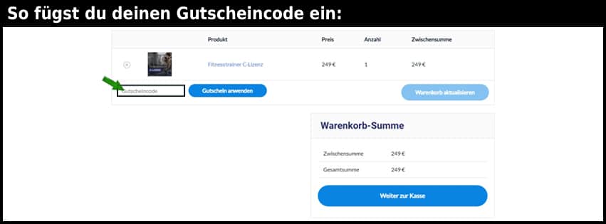 online-fitness-academy Gutschein einfuegen und sparen schwarz