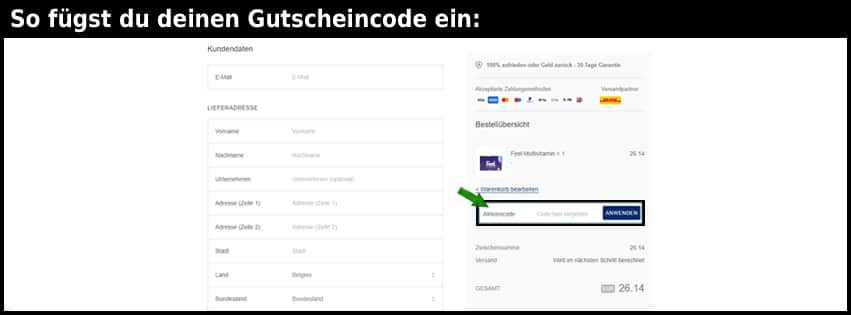 wearefeel Gutschein einfuegen und sparen schwarz