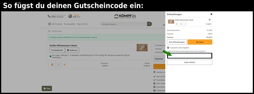 koempf24 Gutschein einfuegen und sparen schwarz