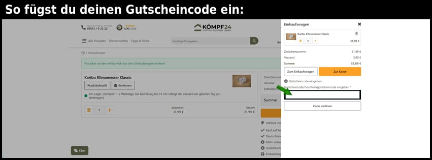 koempf24 Gutschein einfuegen und sparen schwarz