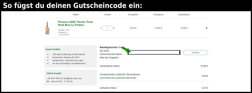 mair-mair Gutschein einfuegen und sparen schwarz