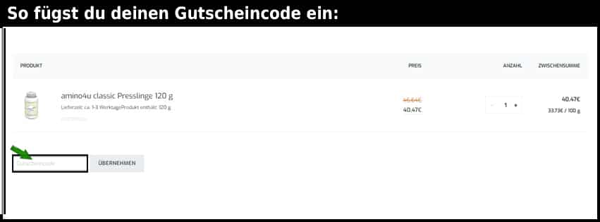 amino4u Gutschein einfuegen und sparen schwarz