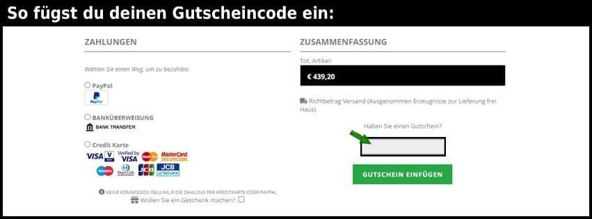 gserviceshop.de Gutschein einfuegen und sparen schwarz