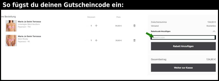 mariejo Gutschein einfuegen und sparen schwarz