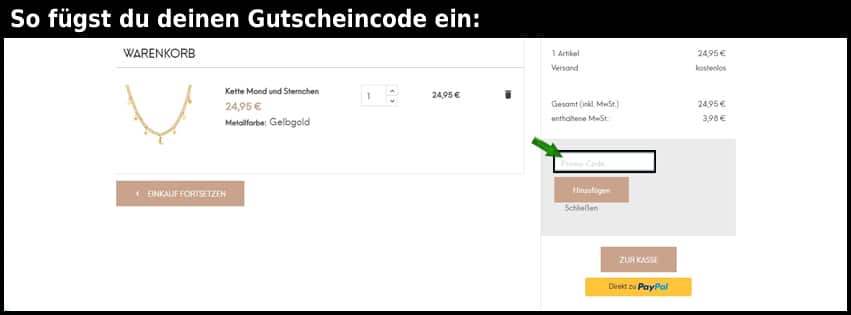 schmuckrausch Gutschein einfuegen und sparen schwarz