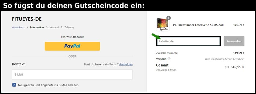 fitueyes Gutschein einfuegen und sparen schwarz