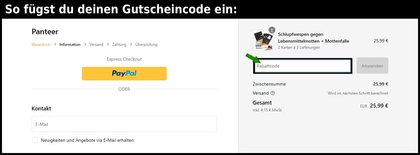 panteergroup Gutschein einfuegen und sparen schwarz