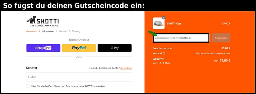 skotti-grill Gutschein einfuegen und sparen schwarz