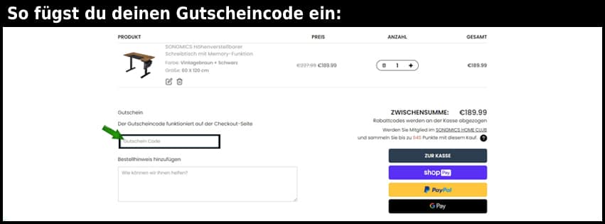 songmics Gutschein einfuegen und sparen schwarz