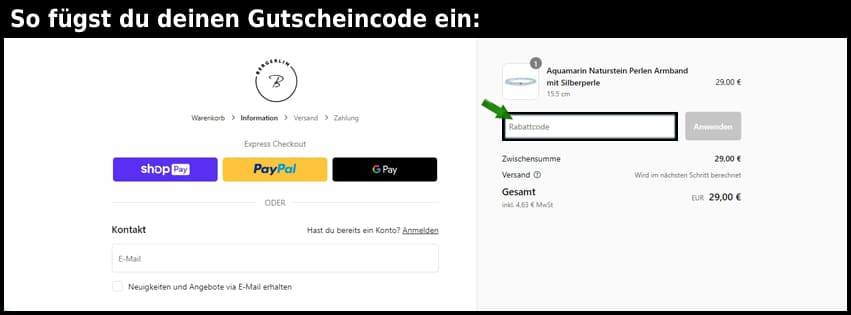 bergerlin Gutschein einfuegen und sparen schwarz