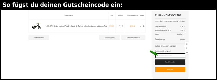 fiduciashop Gutschein einfuegen und sparen schwarz