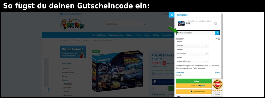 teddytoys Gutschein einfuegen und sparen schwarz