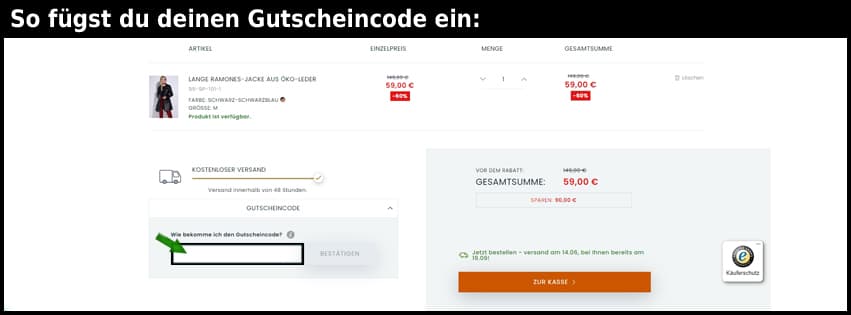 wittchenshop Gutschein einfuegen und sparen schwarz