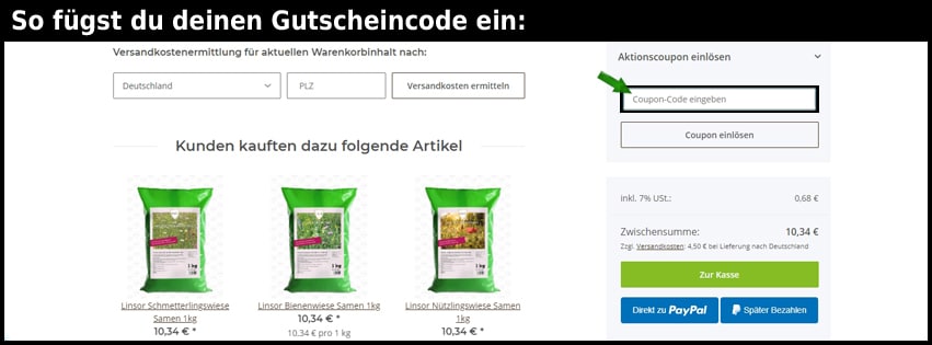 garten-paket Gutschein einfuegen und sparen schwarz