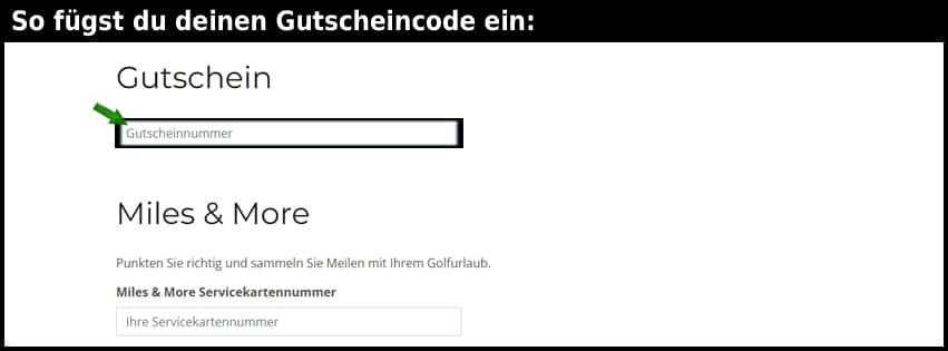 golfurlaub.com Gutschein einfuegen und sparen schwarz