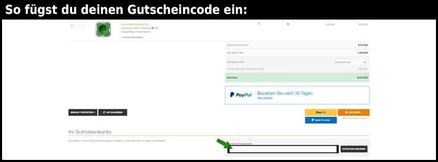 mytvshop Gutschein einfuegen und sparen schwarz