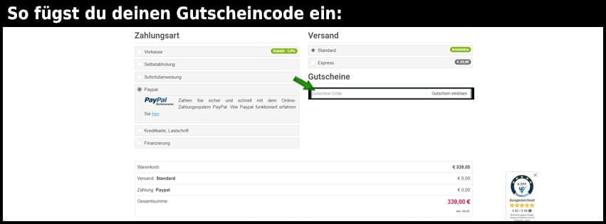 tecedo Gutschein einfuegen und sparen schwarz