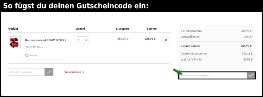 tip-pumpen Gutschein einfuegen und sparen schwarz