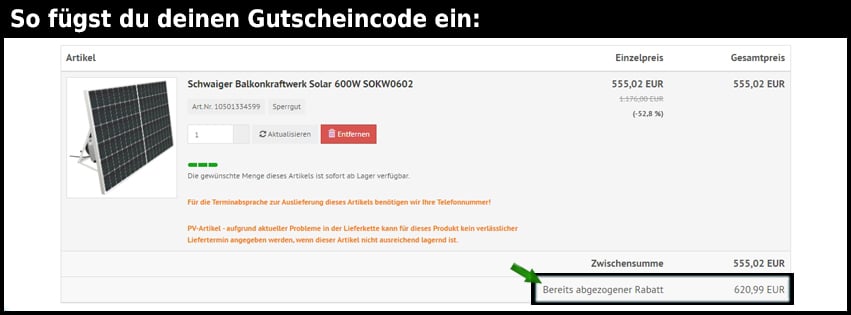 elektrotresen.de Gutschein einfuegen und sparen schwarz