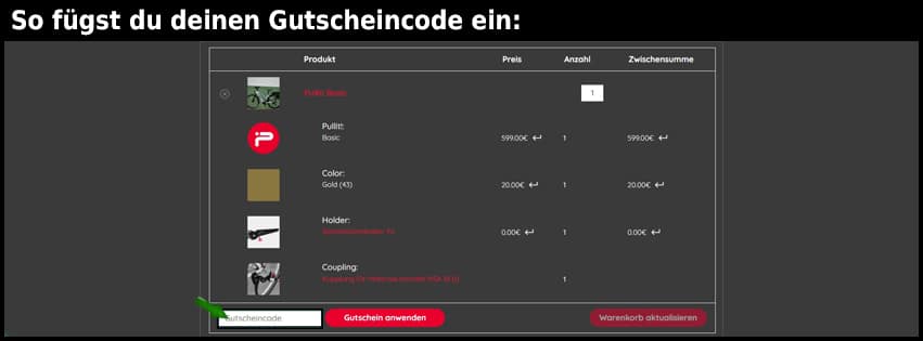 pullit Gutschein einfuegen und sparen schwarz