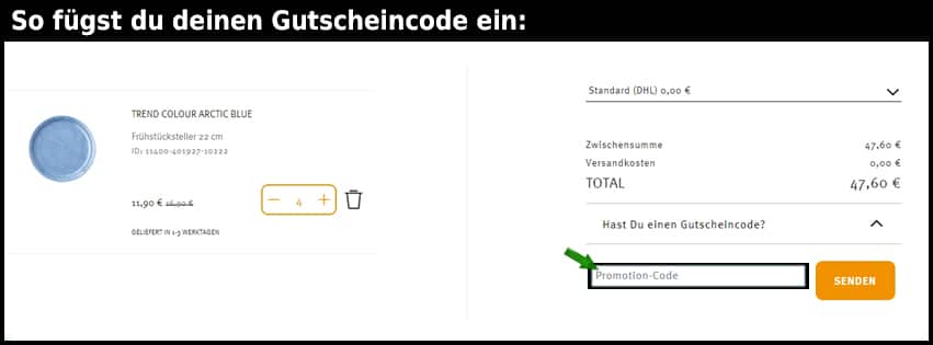 thomas-porzellan Gutschein einfuegen und sparen schwarz