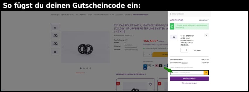 fahrwerkonline.de Gutschein einfuegen und sparen schwarz