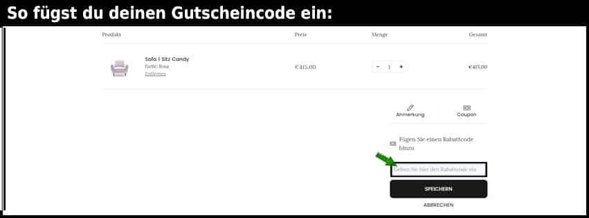 moebelgefluester Gutschein einfuegen und sparen schwarz