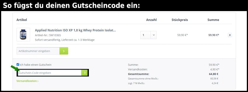 nutrition1 Gutschein einfuegen und sparen schwarz