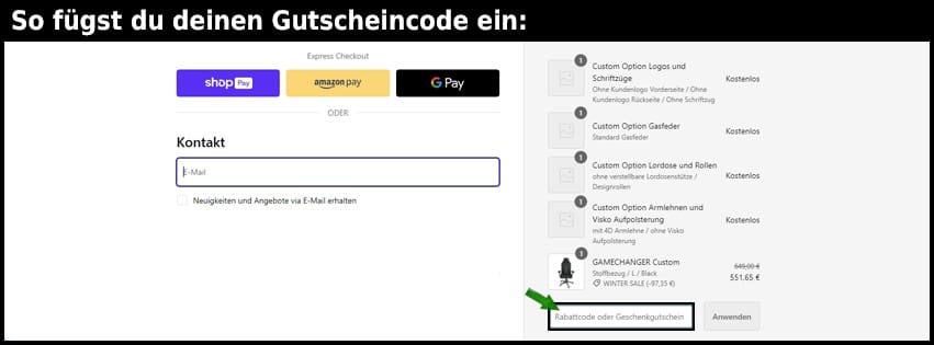 gamechanger-germany Gutschein einfuegen und sparen schwarz