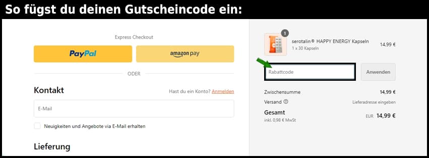 serotalin Gutschein einfuegen und sparen schwarz