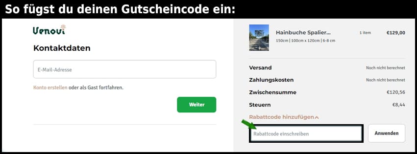 venovi Gutschein einfuegen und sparen schwarz