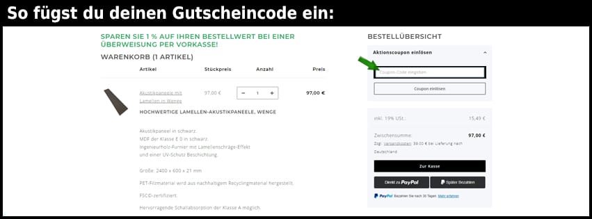 arche-home Gutschein einfuegen und sparen schwarz