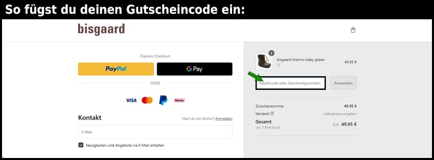 bisgaard Gutschein einfuegen und sparen schwarz