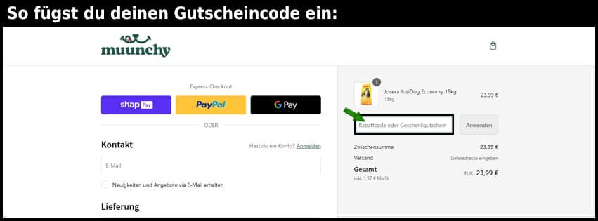 muunchy Gutschein einfuegen und sparen schwarz