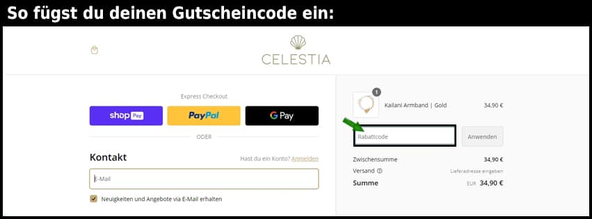 mycelestia Gutschein einfuegen und sparen schwarz