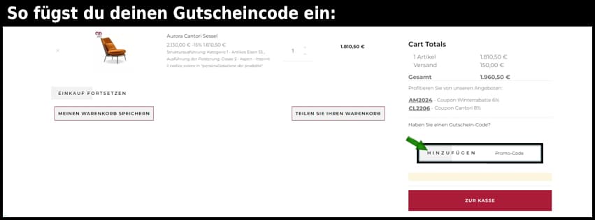 arredaremoderno Gutschein einfuegen und sparen schwarz