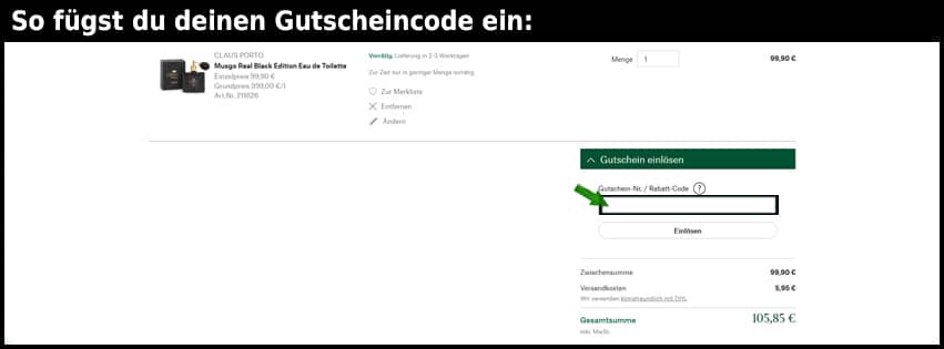 manufactum Gutschein einfuegen und sparen schwarz