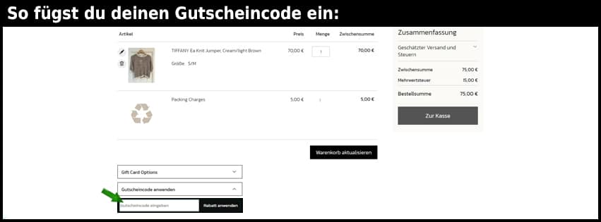 tiffanyfashion Gutschein einfuegen und sparen schwarz