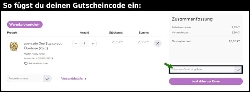 stoffywelt Gutschein einfuegen und sparen schwarz