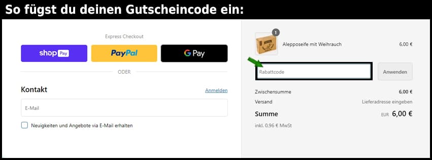 beroia-shop Gutschein einfuegen und sparen schwarz