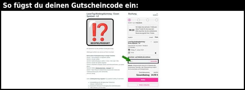 laserzone Gutschein einfuegen und sparen schwarz